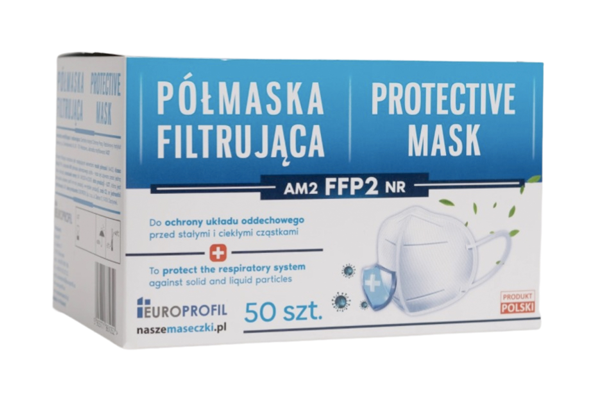 FFP2 AM2 mask, NR (BFE ≥ 95%), without valve, European production PL001